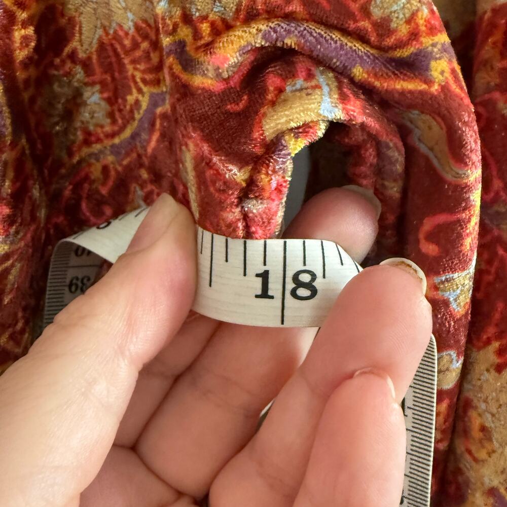 FREE PEOPLE Harper Printed Velvet Orange Flare Bell Sleeve Jumpsuit Extra Small - Picture 9 of 10